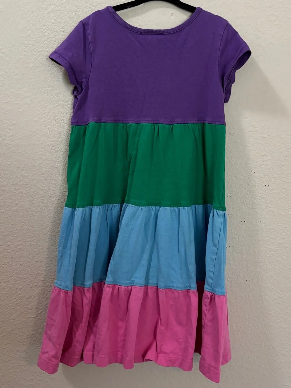 Hanna Andersson Girls Color Block Tiered Cotton Dress Size 5 (110 cm)